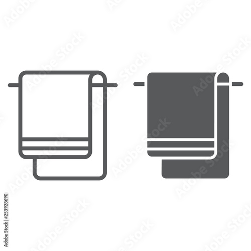 Towel line and glyph icon, bathroom and spa, textile sign, vector graphics, a linear pattern on a white background.
