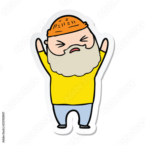 sticker of a cartoon man with beard
