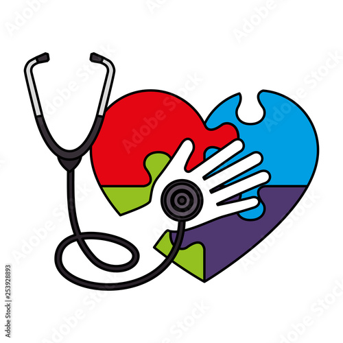 heart with puzzle attached and stethoscope