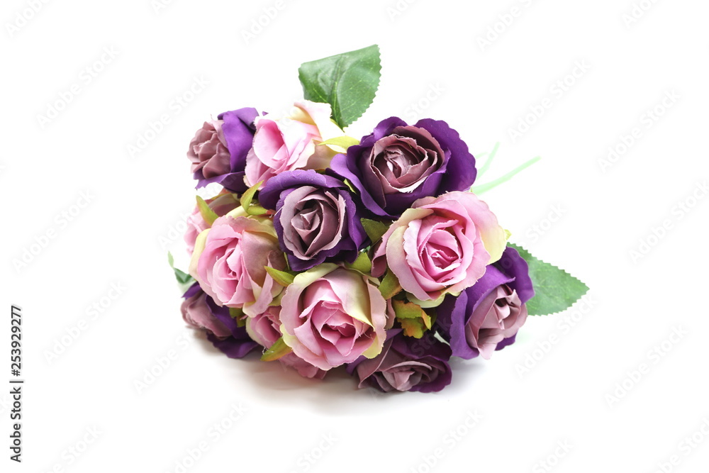 purple artificial roses flower isolated on white background purple artificial roses flower isolated on white background