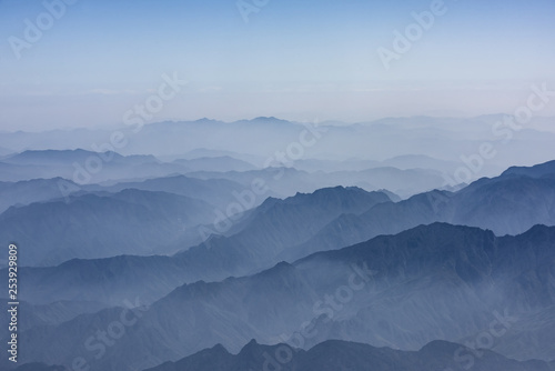 haze and layers of mountain landscape