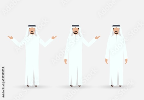 Arab Man character set of emotions. Vector illustration
