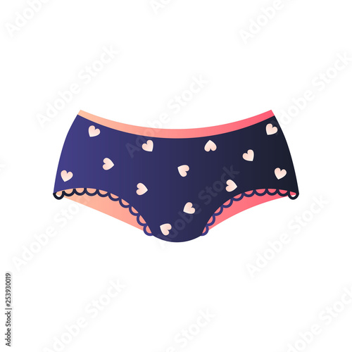 Cute blue panties in lovely design isolated on white background
