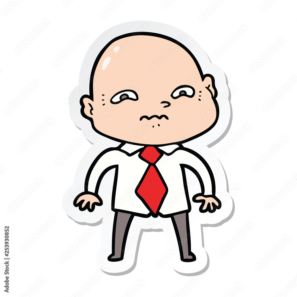 sticker of a cartoon nervous man sticker of a cartoon nervous man