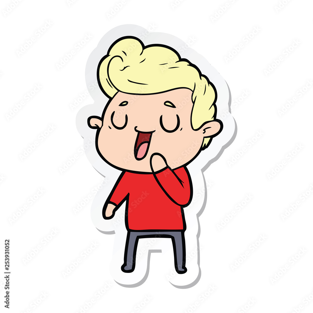 sticker of a happy cartoon man sticker of a happy cartoon man
