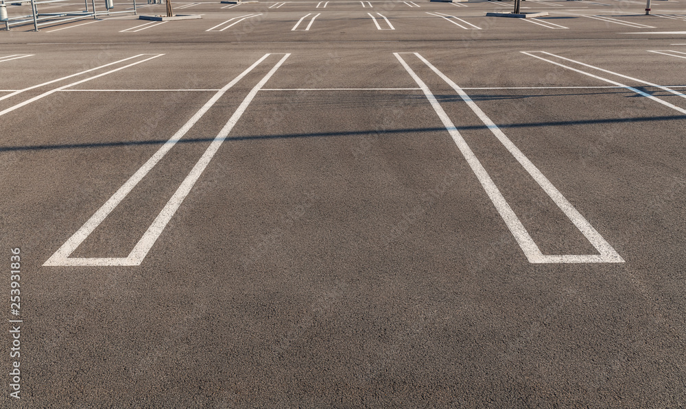 Picture of parking lot with reserved spaces.