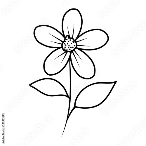 beautiful flower and leafs decorative icon