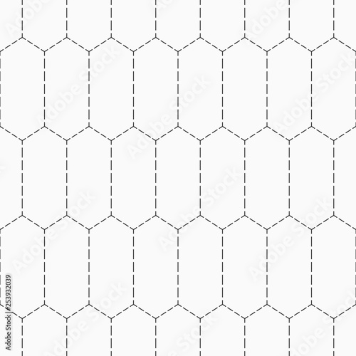 Abstract seamless pattern of dotted elongated hexagons.