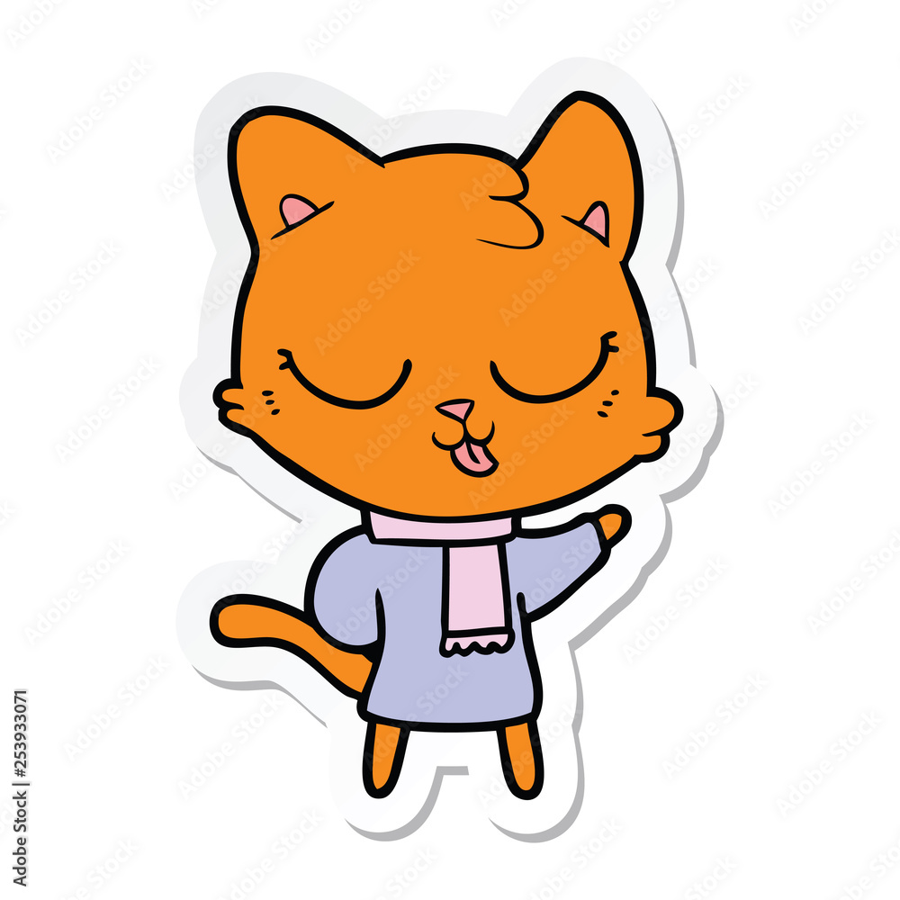 sticker of a cartoon cat sticker of a cartoon cat