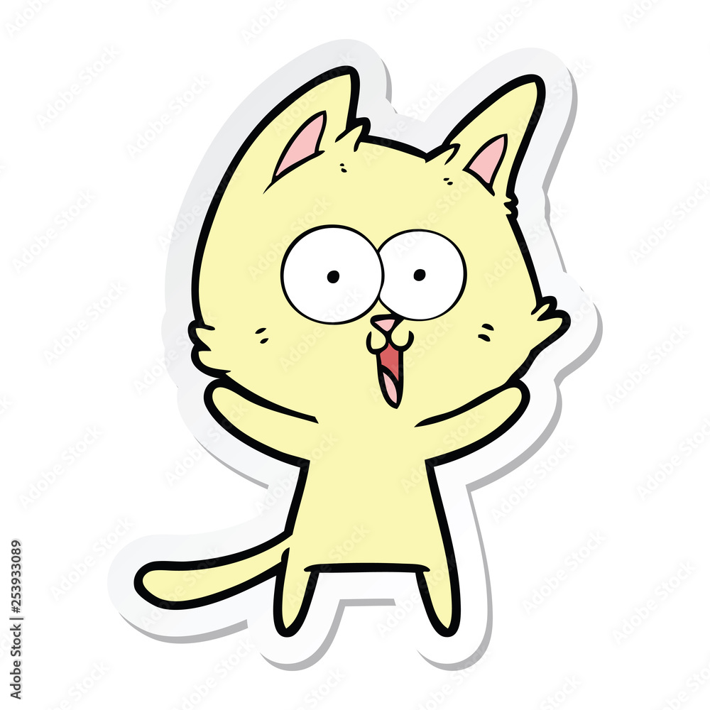 sticker of a funny cartoon cat sticker of a funny cartoon cat