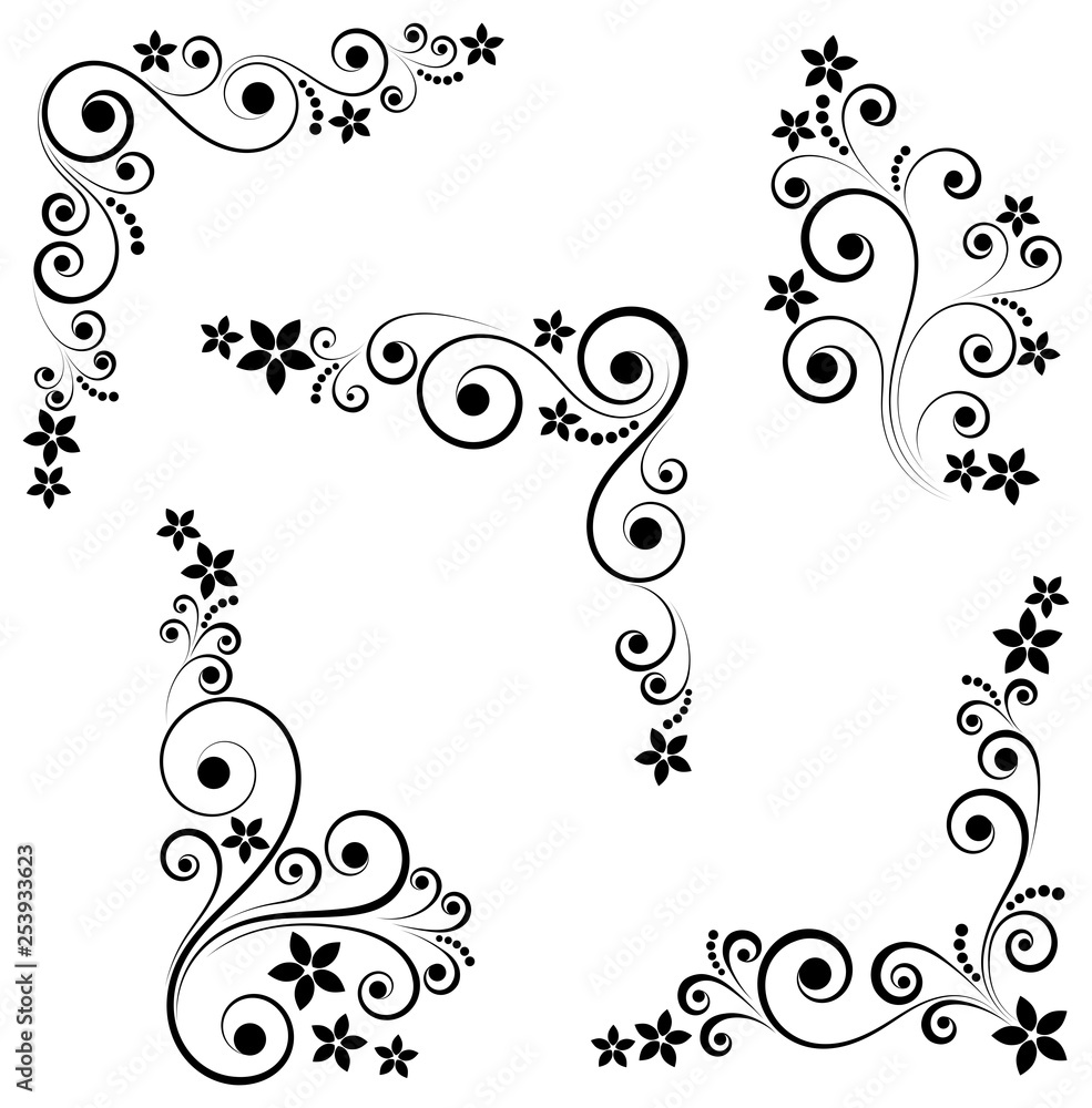 Black and white vectore curl florish vignette Black and white vectore curl florish vignette