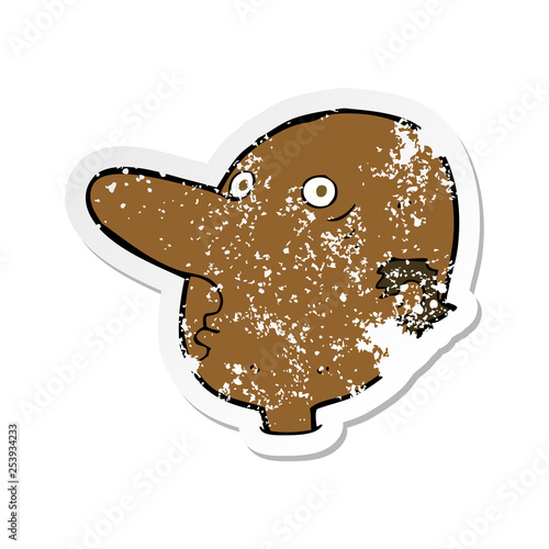 retro distressed sticker of a cartoon balding man