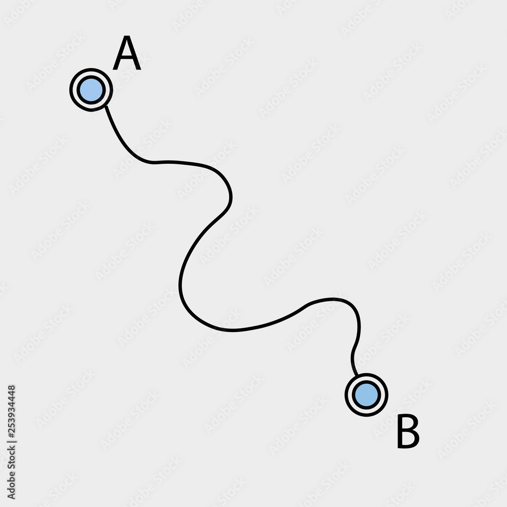 Vetor de Navigation in space. A point on the map. Get directions. Route
