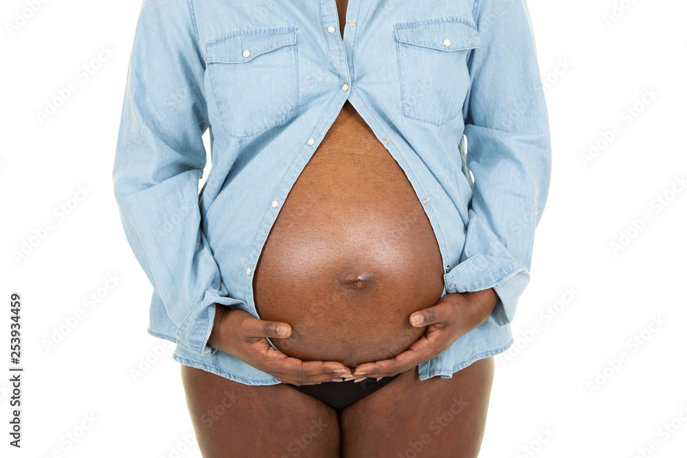 Young African American pregnant black 
