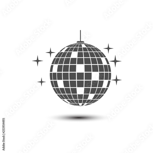 Disco ball icon isolated on white background. Vector illustration, flat design.