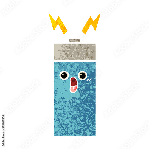 retro illustration style cartoon battery