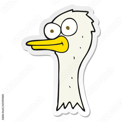 sticker of a cartoon ostrich head