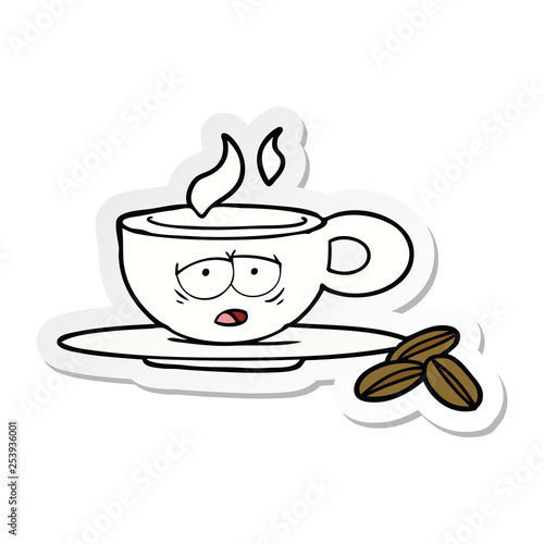 sticker of a cartoon espresso mug