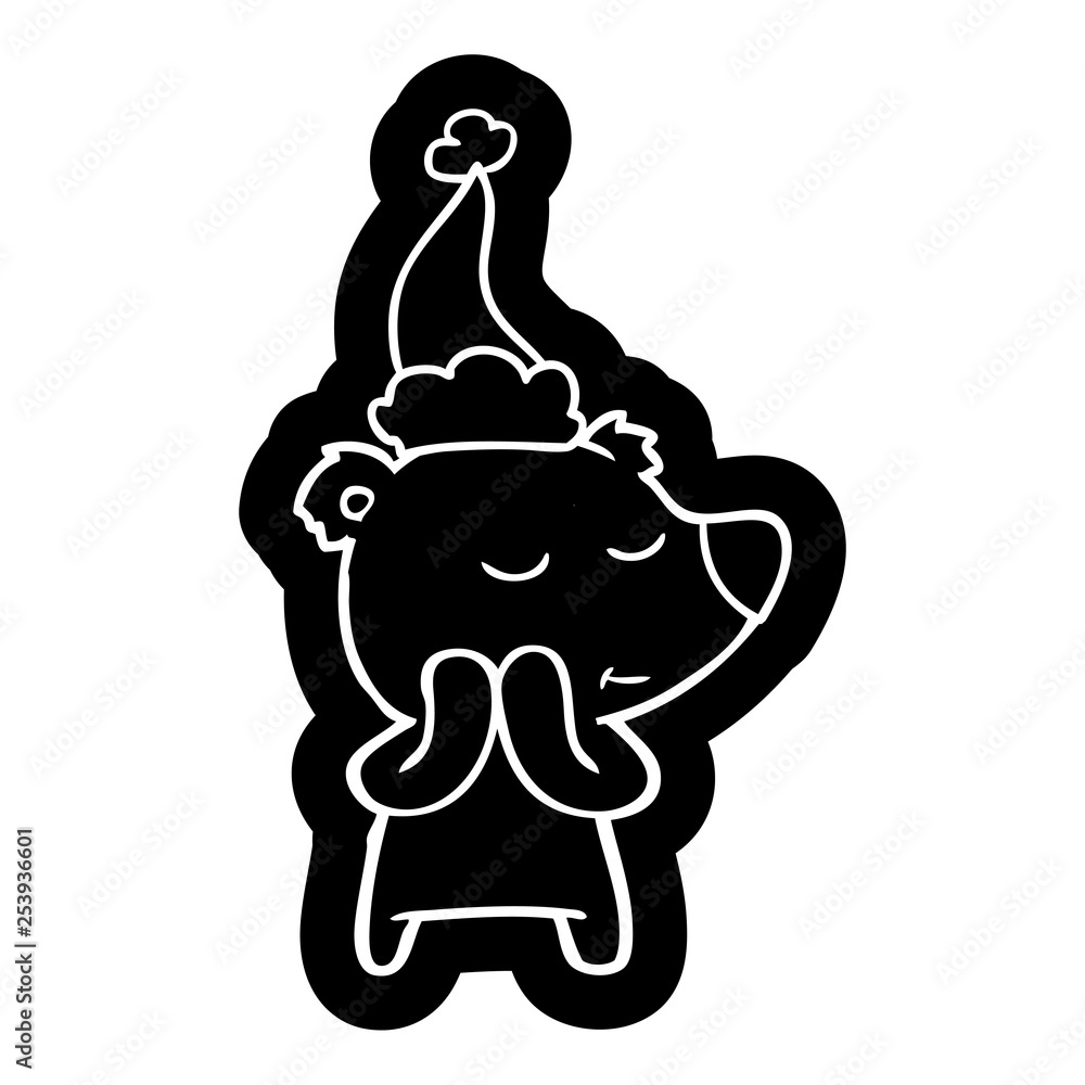 happy cartoon icon of a polar bear wearing santa hat happy cartoon icon of a polar bear wearing santa hat