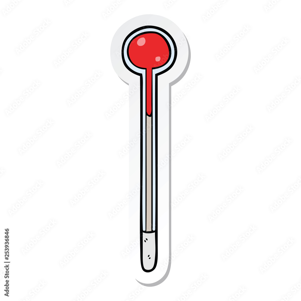 sticker of a cartoon thermometer