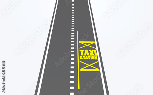 Taxi station on road. vector illustration