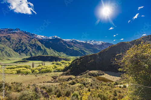 Rocky Mountain and Diamond Lake in the Mt Aspiring National Park  Wanaka  New Zealand