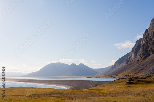 Hvalnes lava beach landscape  east Iceland landmark