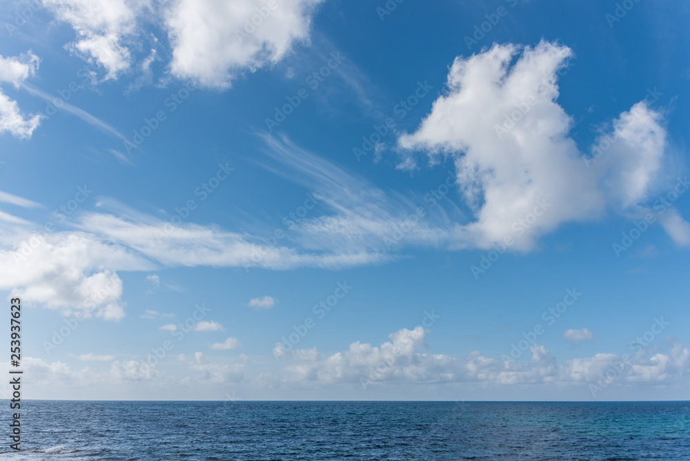 Cloudscape Over the Blue Southern Mediterranean Sea Coast