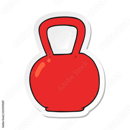 sticker of a cartoon kettle bell