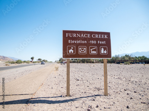 Furnace creek sign in Death Valley National Park, USA photo