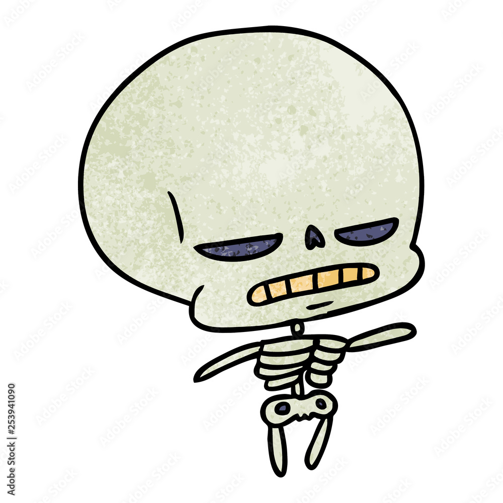 textured cartoon of spooky kawaii skeleton textured cartoon of spooky kawaii skeleton