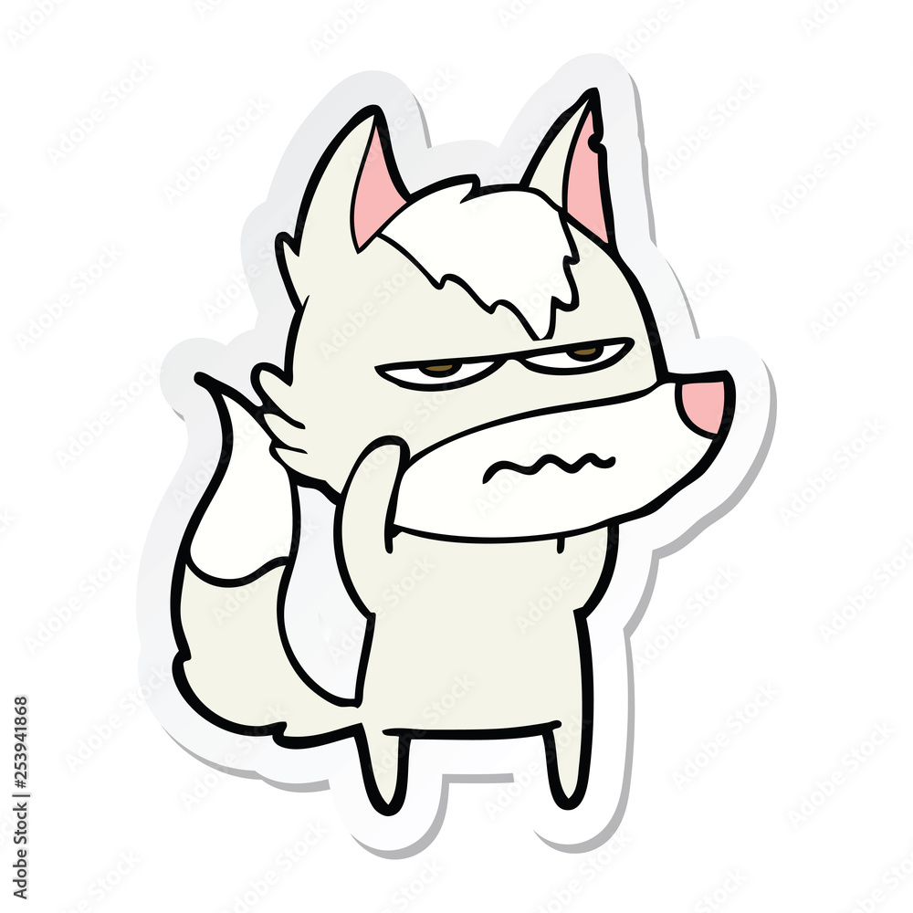 sticker of a cartoon annoyed wolf sticker of a cartoon annoyed wolf