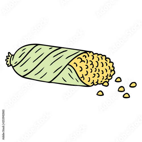 cartoon doodle of fresh corn on the cob