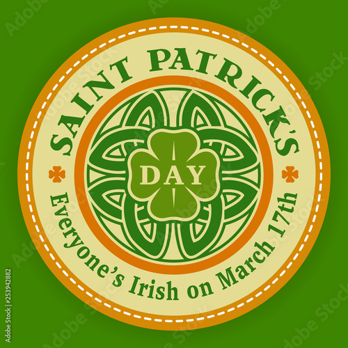 Vector St Patrick day irish logo labels icon 