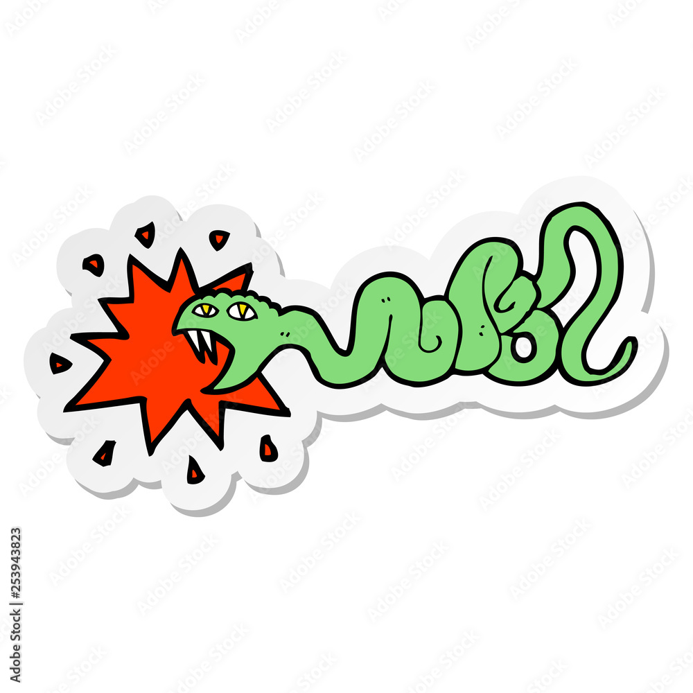 sticker of a cartoon biting snake sticker of a cartoon biting snake