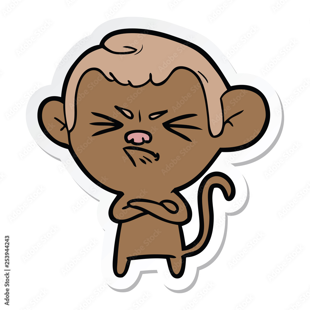 sticker of a cartoon angry monkey sticker of a cartoon angry monkey