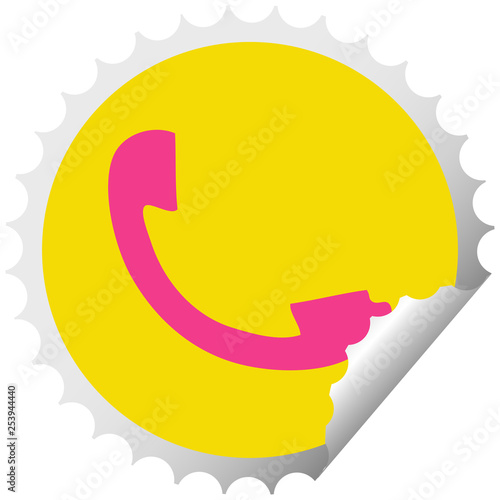circular peeling sticker cartoon telephone receiver