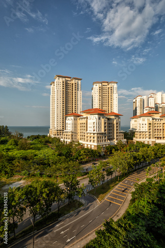 View of large residential apartment complex