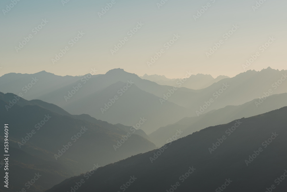 Panoramic View of the Mountains just before Sunset
