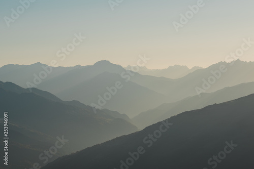 Panoramic View of the Mountains just before Sunset