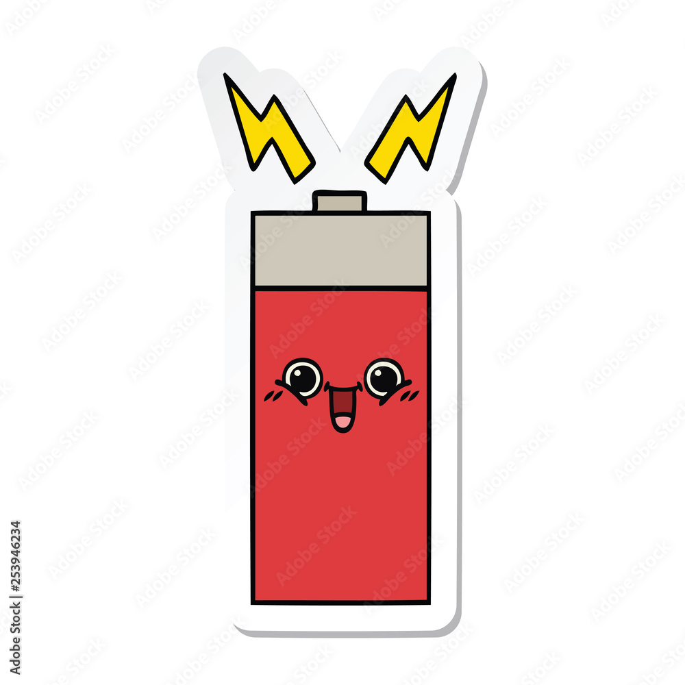 sticker of a cute cartoon battery sticker of a cute cartoon battery