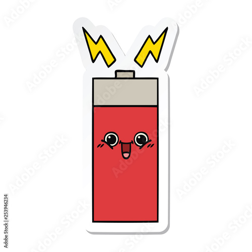 sticker of a cute cartoon battery