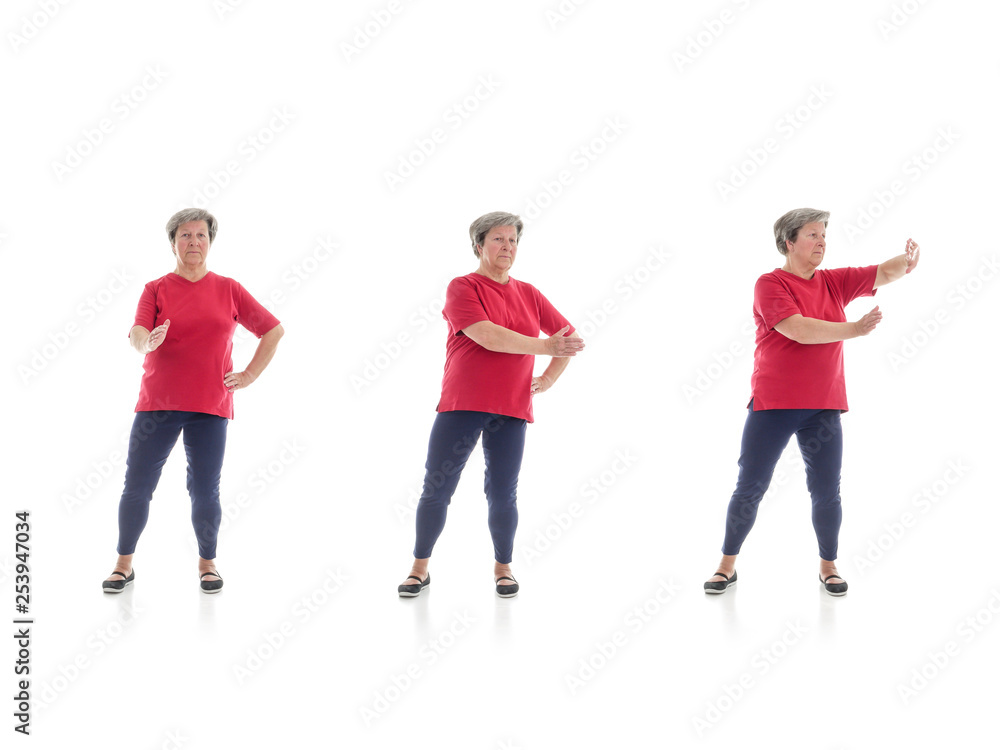 Tai chi forms performed by older woman Tai chi forms performed by older woman