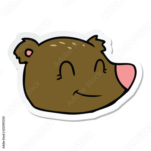 sticker of a cartoon happy bear face