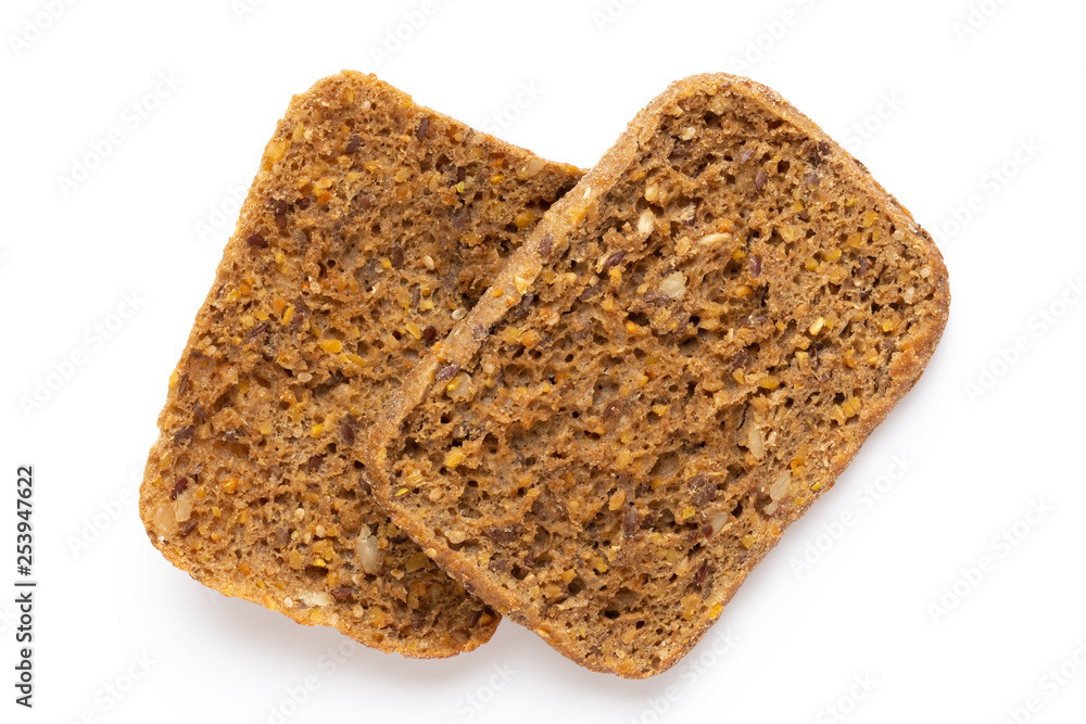 Rye bread slice on a white background. Rye bread slice on a white background.