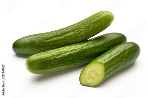 Fresh cucumber on white background.