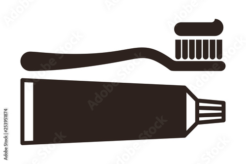 Toothbrush and toothpaste icon