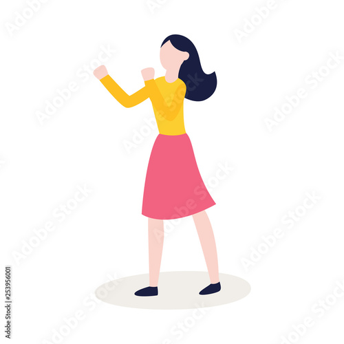 Vector flat angry woman ready to fight