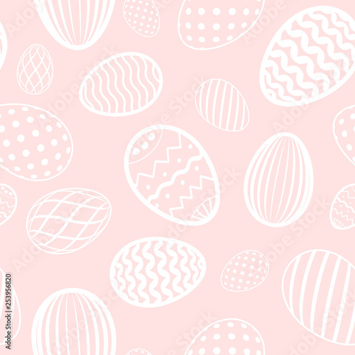 Easter egg seamless pattern. Pastel color, holiday eggs texture. Simple abstract decorative template for Happy Easter celebration. Stylized cute ornament wallpaper, card, fabric. Vector illustration