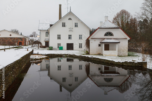 Palmse, Estonia. Beautiful snowy mood in Estonian countryside.